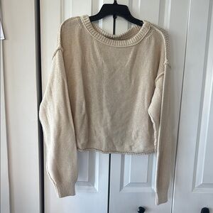 We The Free Cream Crew Neck Sweater Relaxed Fit L
